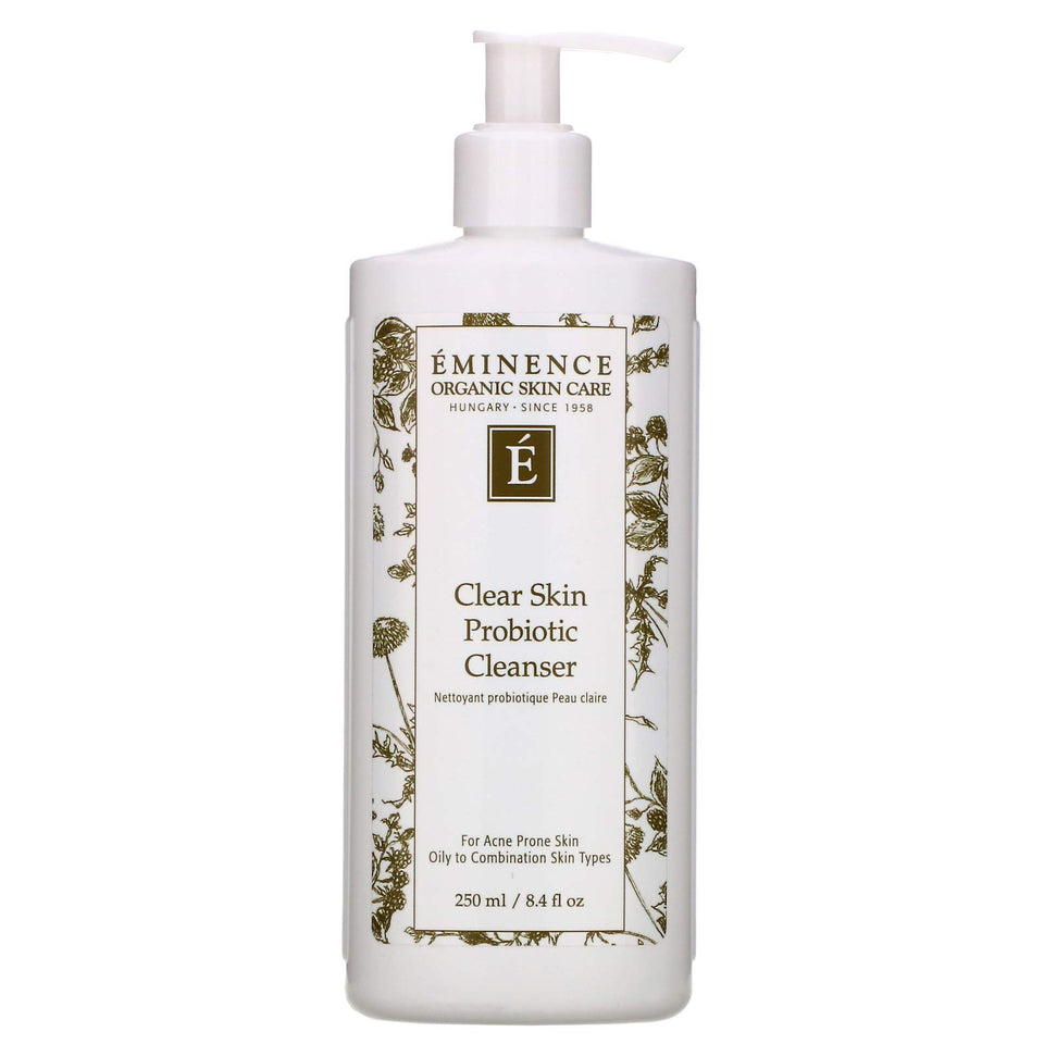 Eminence Clear Skin Probiotic Cleanser bottle front view for balanced cleansing.