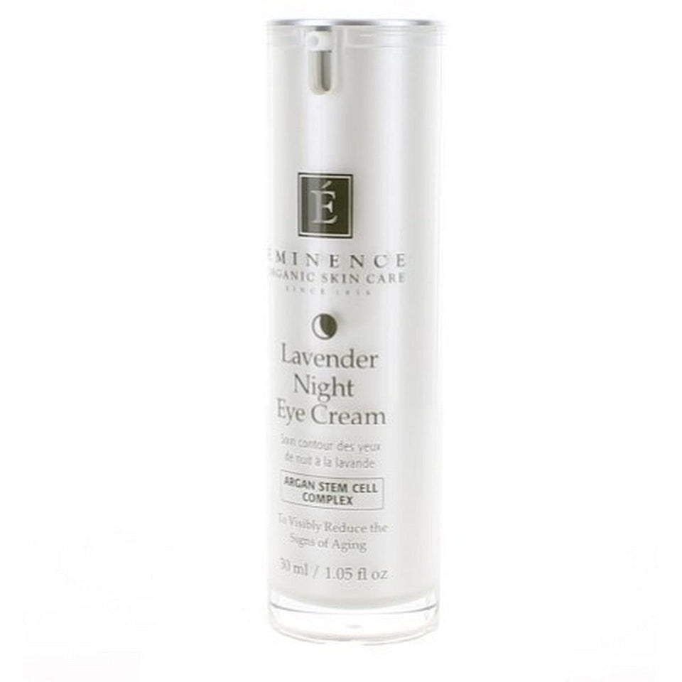 Eminence Lavender Age Corrective Night Eye Cream jar providing overnight hydration and gentle soothing.