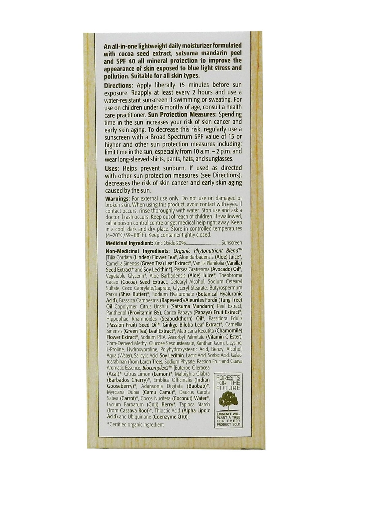 Eminence Lilikoi SPF 40 application on hand showing creamy moisturizer