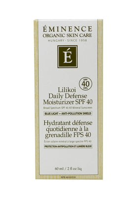 Eminence Lilikoi SPF 40 bottle back view with label details
