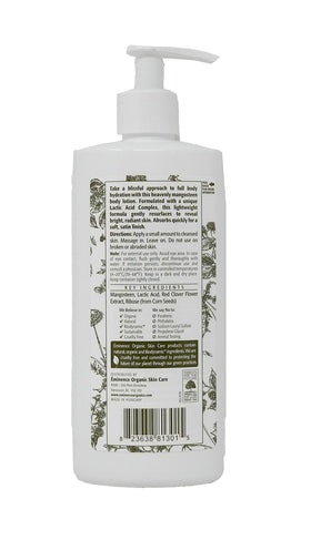 Eminence Mangosteen Body Lotion cream texture highlighting quick absorption and satin finish