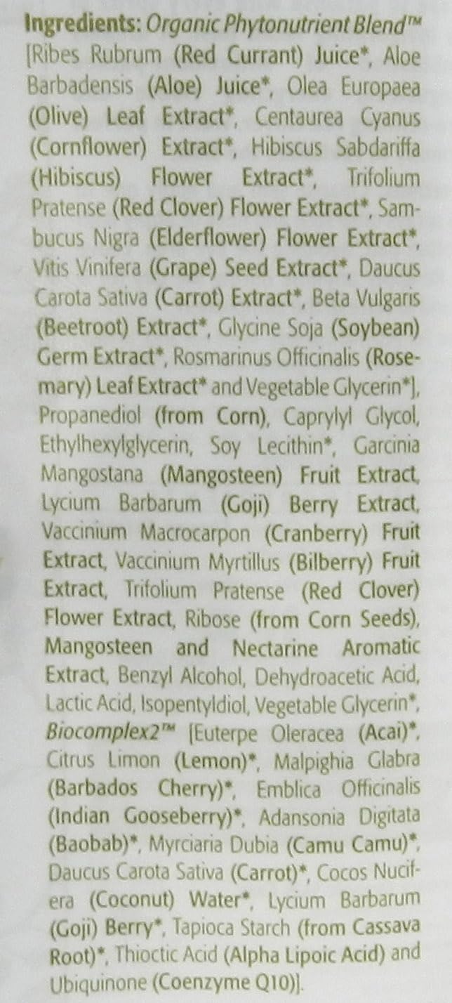 Eminence Mangosteen Revitalizing Mist ingredient panel highlighting mangosteen and red clover