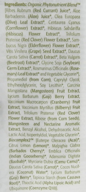 Eminence Mangosteen Revitalizing Mist ingredient panel highlighting mangosteen and red clover