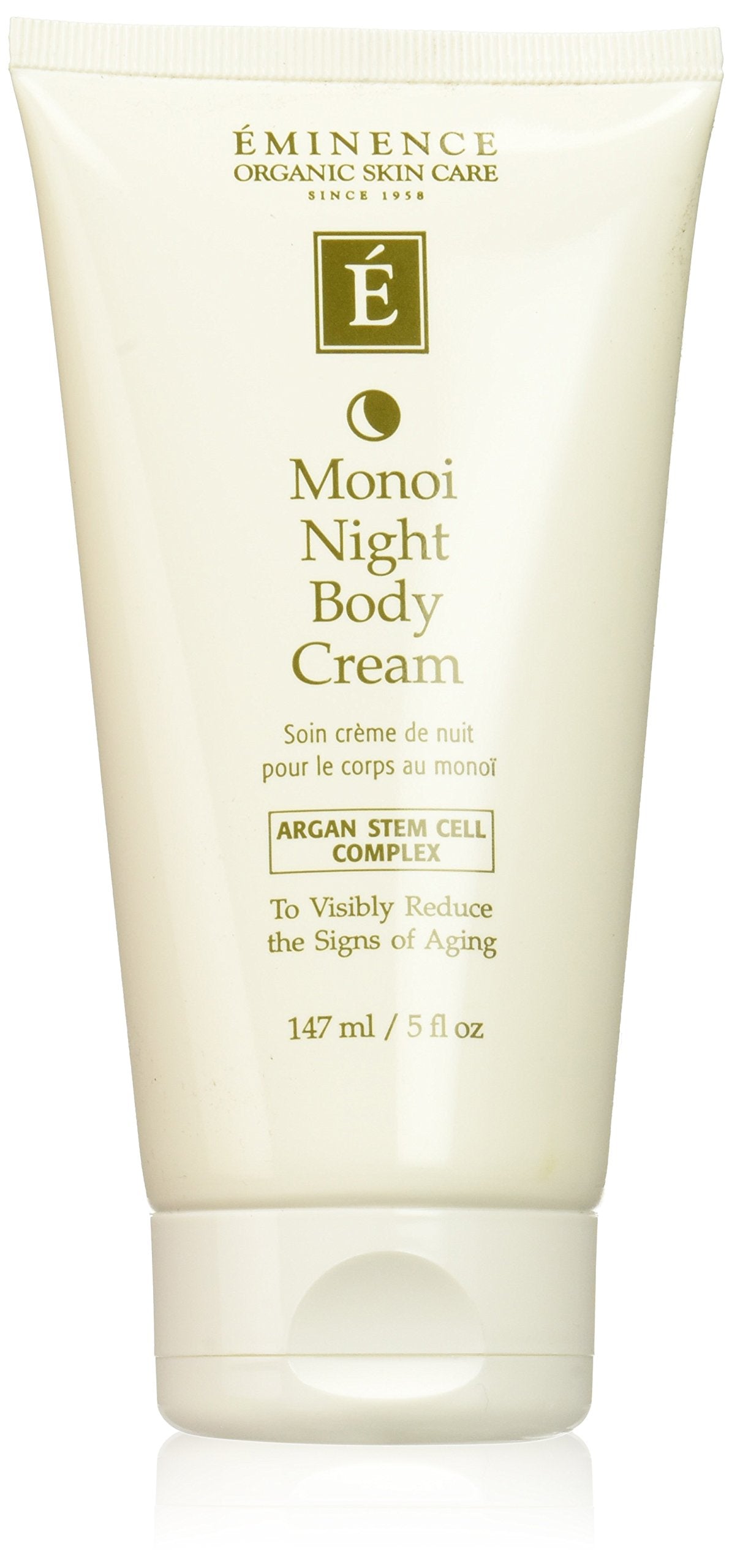 Eminence Monoi Age Corrective Night Body Cream jar with rich formula for overnight nourishment.
