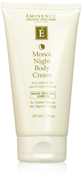 Eminence Monoi Age Corrective Night Body Cream jar with rich formula for overnight nourishment.