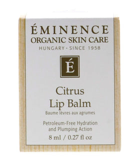 Eminence Organic Citrus Lip Balm packaging highlights clean hydration.