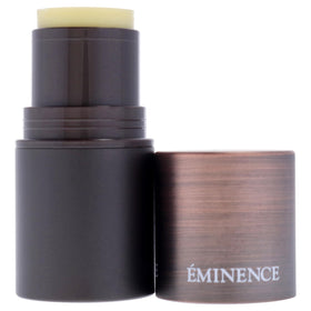 Close-up of Eminence lip balm with rosehip oil highlighting soothing, hydrating formula.