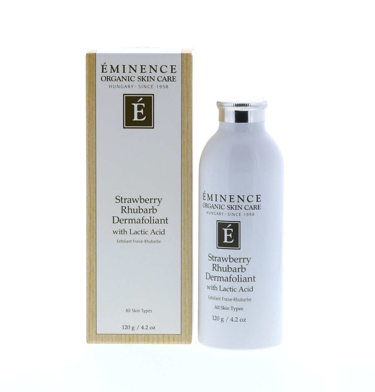 Eminence Strawberry Rhubarb Dermafoliant powder close-up demonstrates gentle exfoliation.