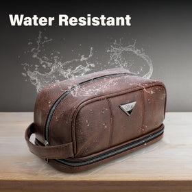 emissary leather travel toiletry bag dimensions compact 10 x 5.5 x 6.5 inches for on-the-go