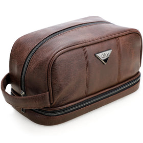 emissary leather travel toiletry bag main compartment keeps toiletries neatly organized