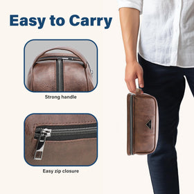 emissary leather travel toiletry bag texture premium PU leather finish