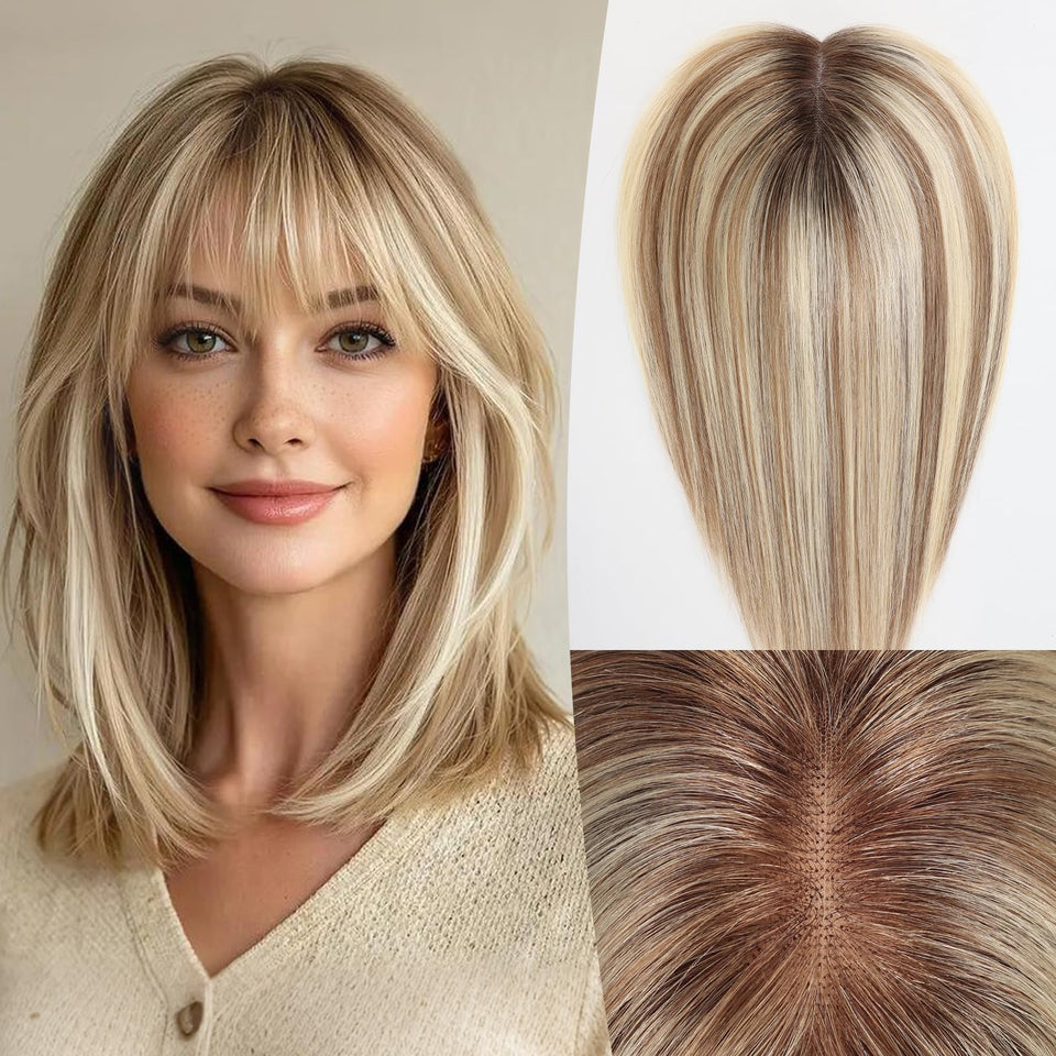 EMMOR 14-inch topper front view for natural fullness.