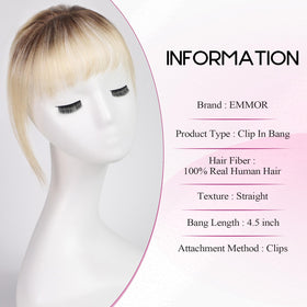 EMMOR Clip-in Bangs non-slip clips close-up for secure all-day wear.