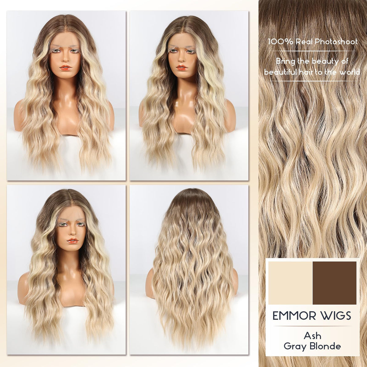EMMOR easy-care wig with tangle-free fibers for smooth brushing.