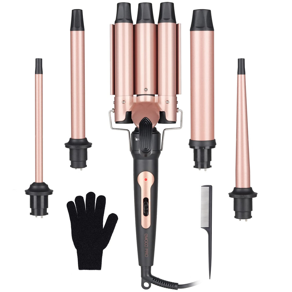 EMOCCI PRO 5-in-1 wand set for versatile styling with interchangeable barrels