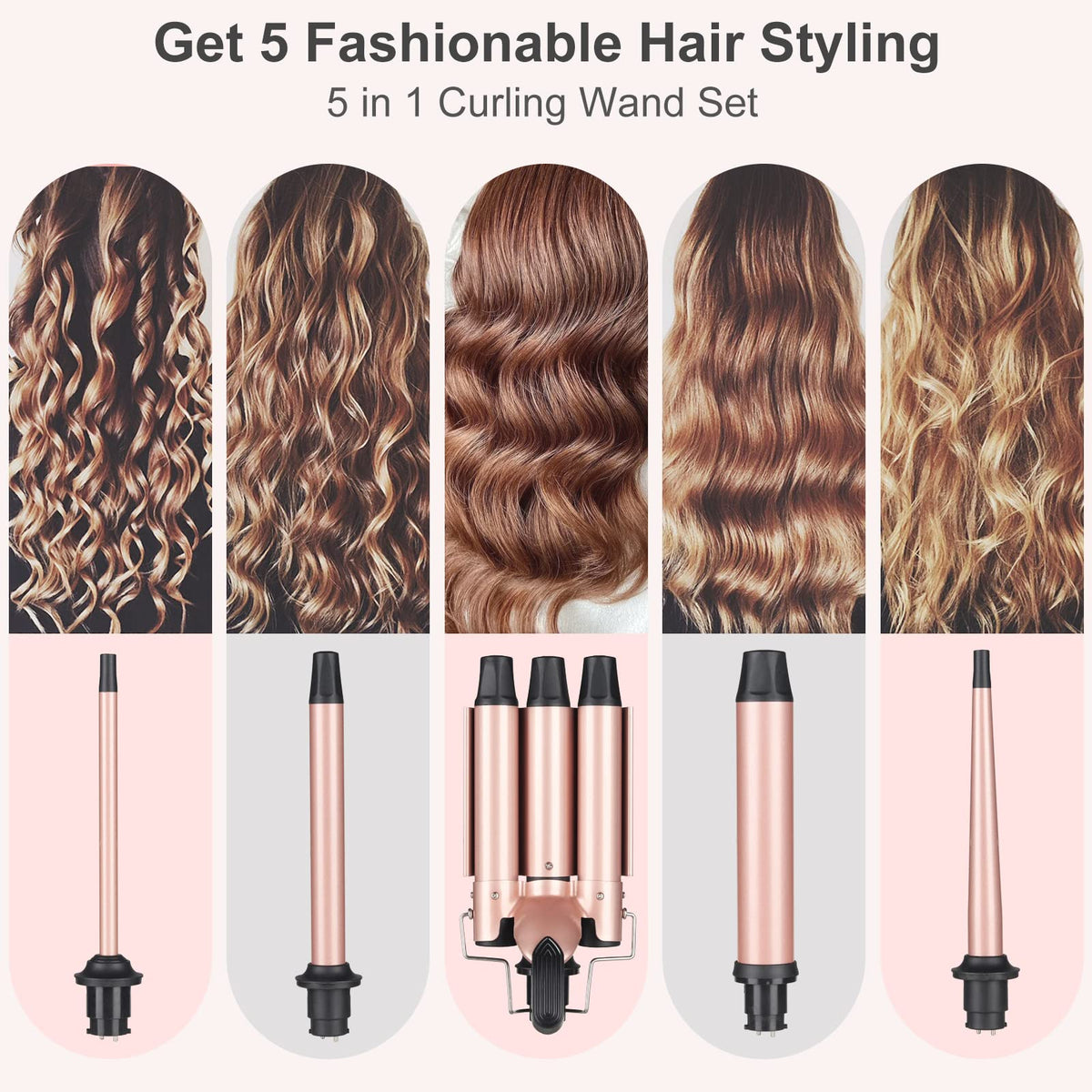 EMOCCI PRO triple-barrel 1-inch wand for fast, defined curls