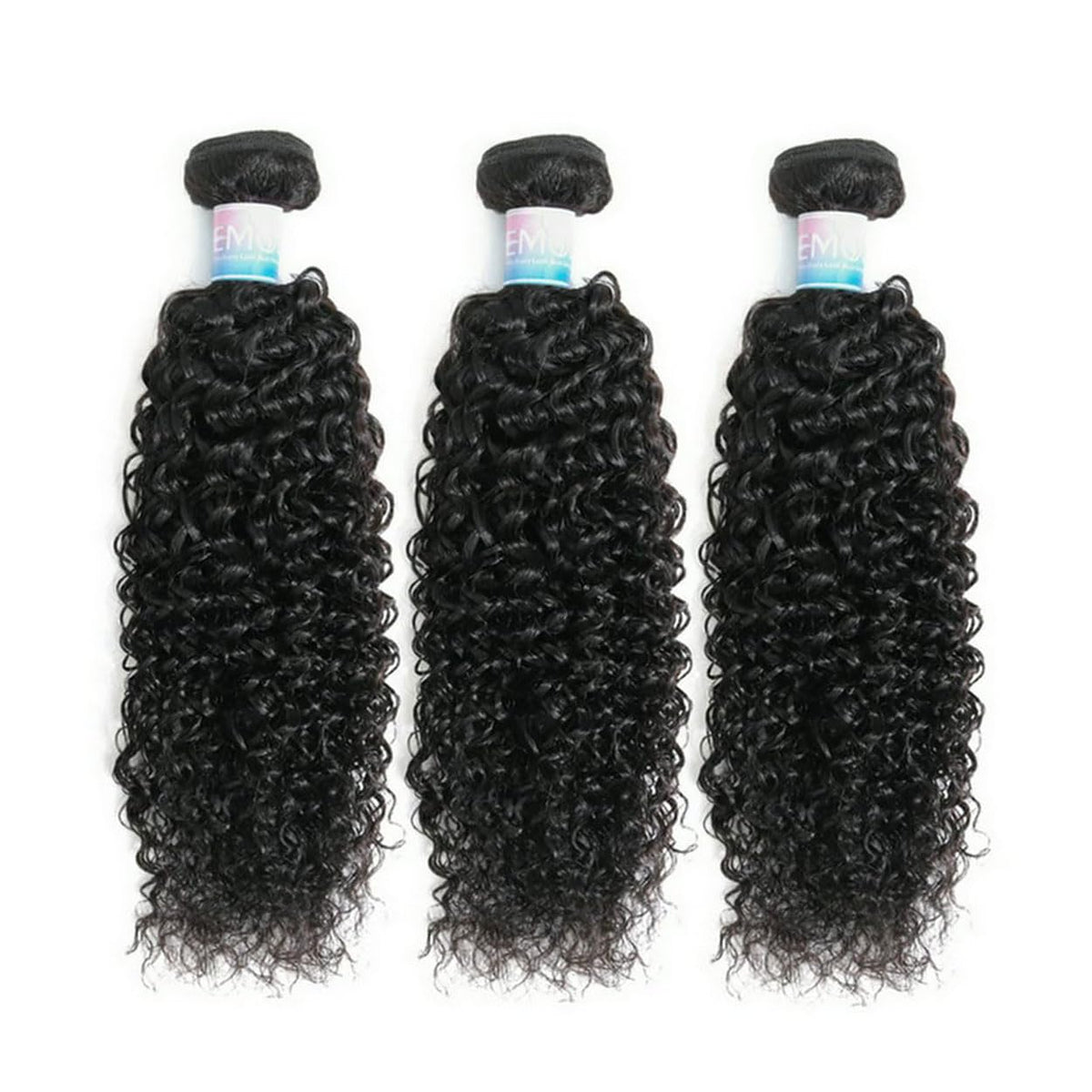 EMOL Kinky Curly Bundles 10-inch pack close-up, smooth weft and curl.