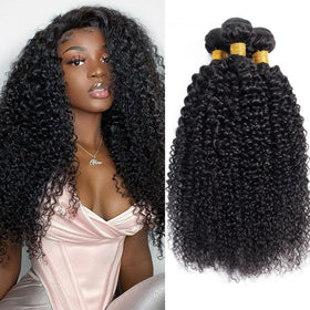 EMOL Kinky Curly Bundles 8-inch pack close-up, natural texture and easy blend.