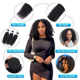 EMOL Kinky Curly Bundles sew-in application close-up, quick install and natural look.