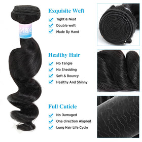 EMOL Loose Wave Bundles in natural black for everyday looks