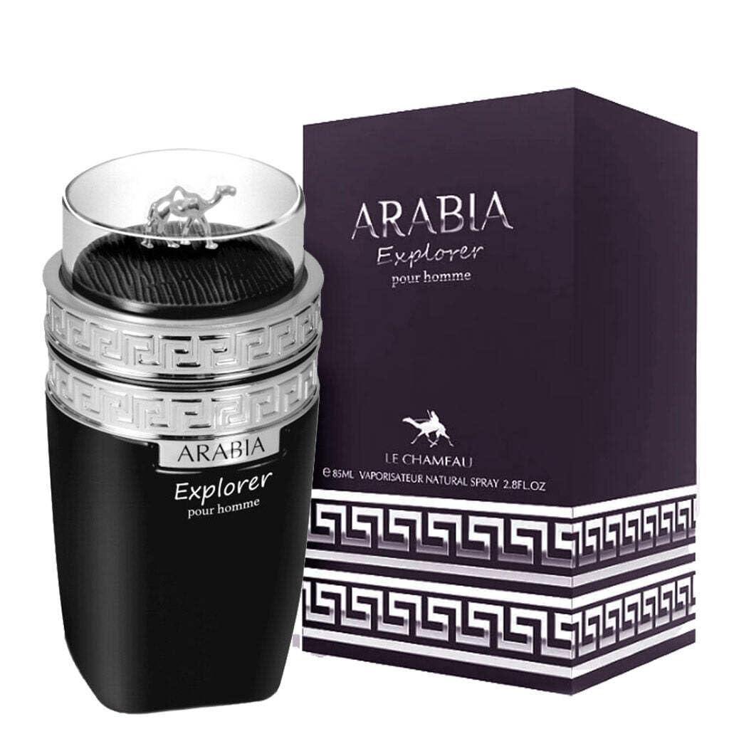 Emper Arabia Explorer front bottle view showing bold desert-inspired design