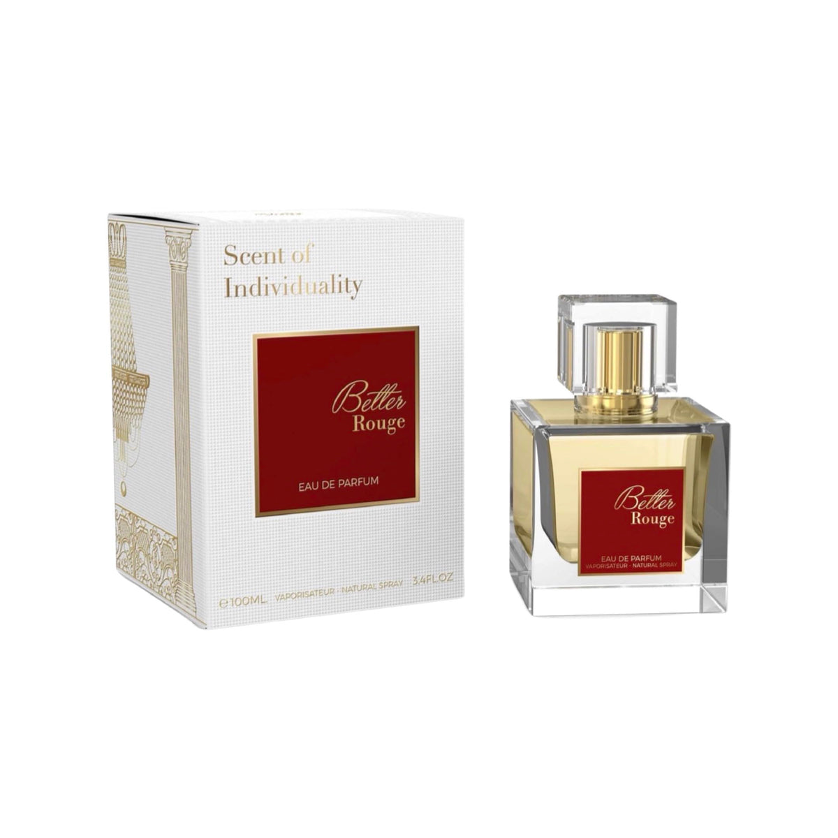 Spray action emphasizes long-lasting projection for daily wear.