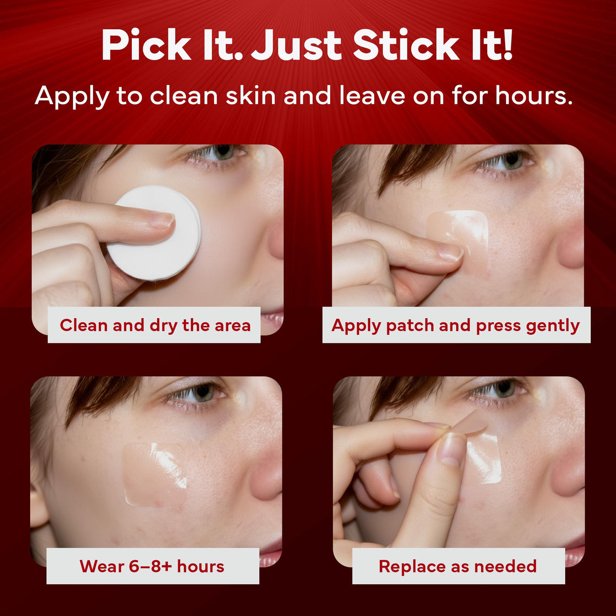 EMUAIDMAX patches applied to different blemishes for targeted support