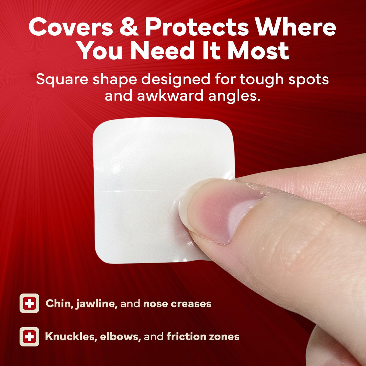 EMUAIDMAX patch in use on cheek with breathable wear