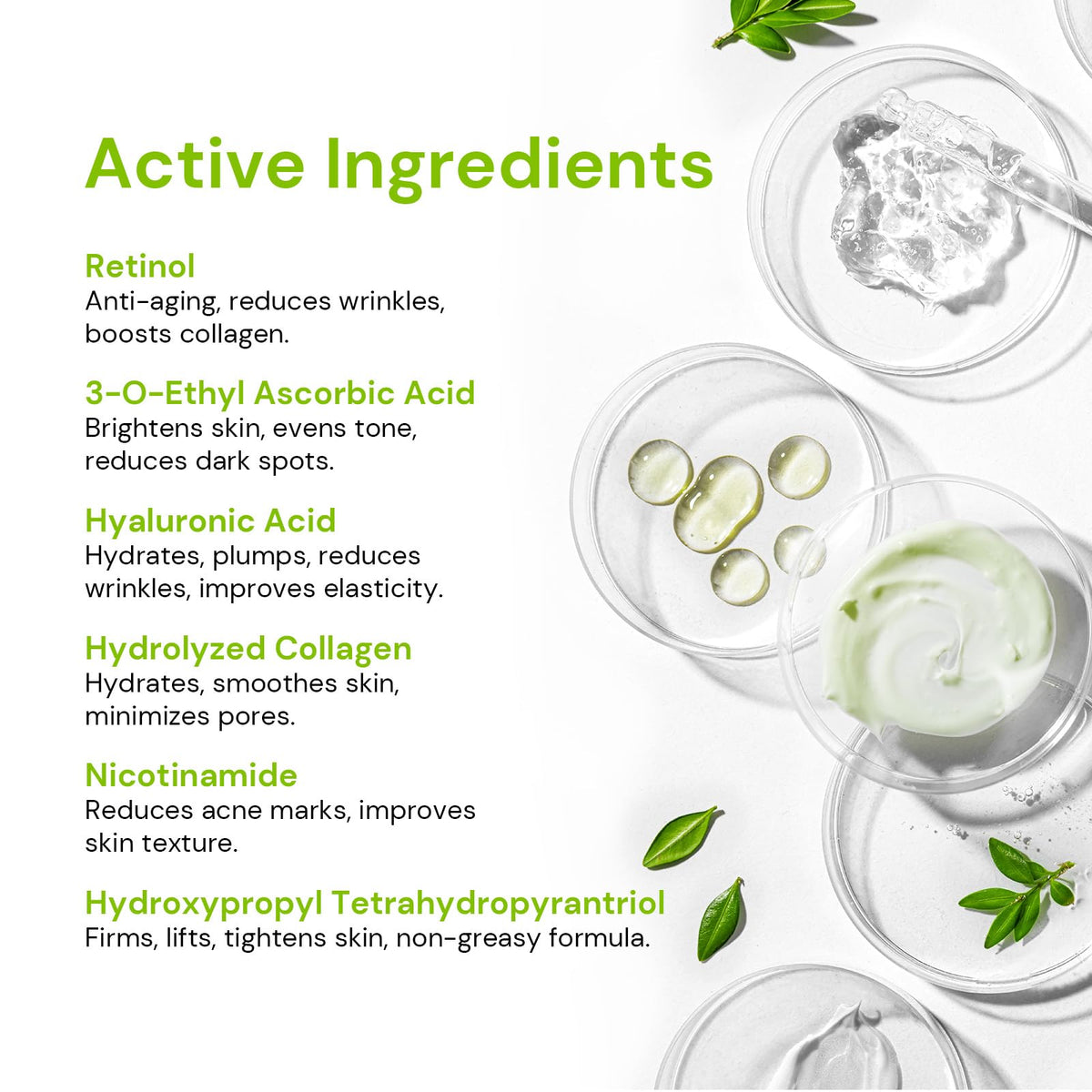 Night-time application of Enaskin Naturals Retinol Serum supports a smoother-looking complexion.