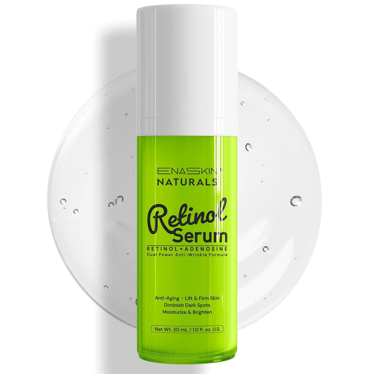 Enaskin Naturals Retinol Serum bottle for a gentle nightly routine with hydration.