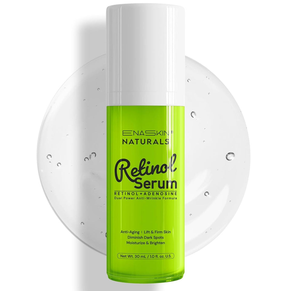 Enaskin Naturals Retinol Serum bottle for a gentle nightly routine with hydration.