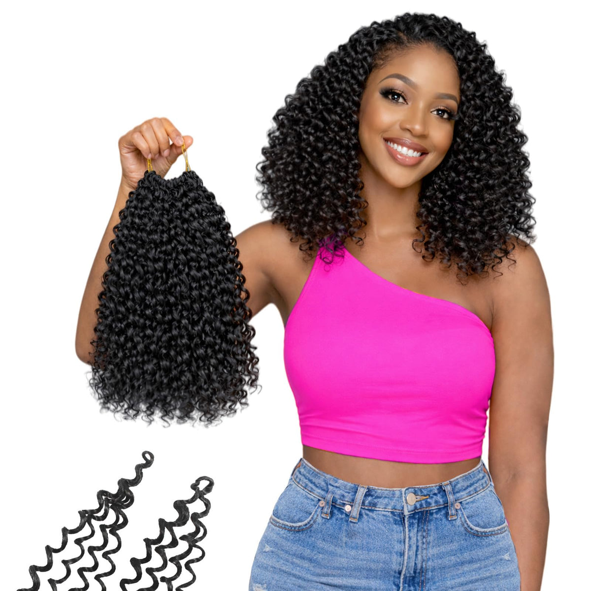 ENBEAUTIFUL 10-inch curly crochet hair texture close-up for natural curls