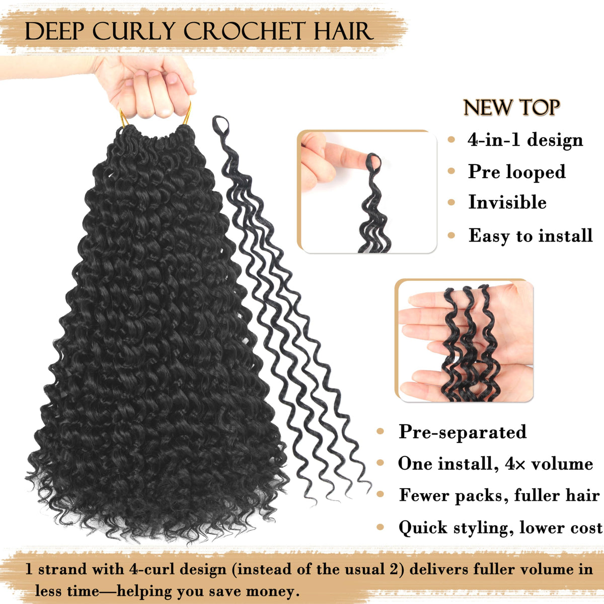 ENBEAUTIFUL pre-looped curly crochet hair strands for quick install