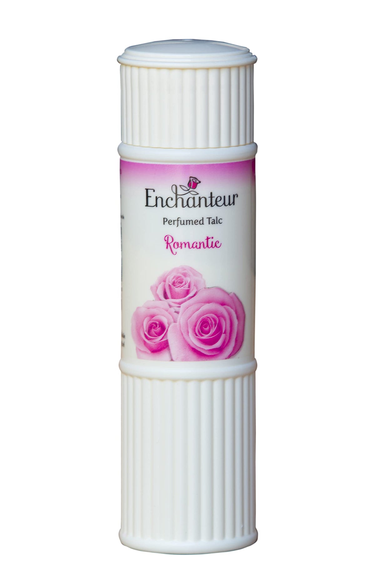 Enchanteur Alluring talc powder featuring rose, iris, vanilla notes.