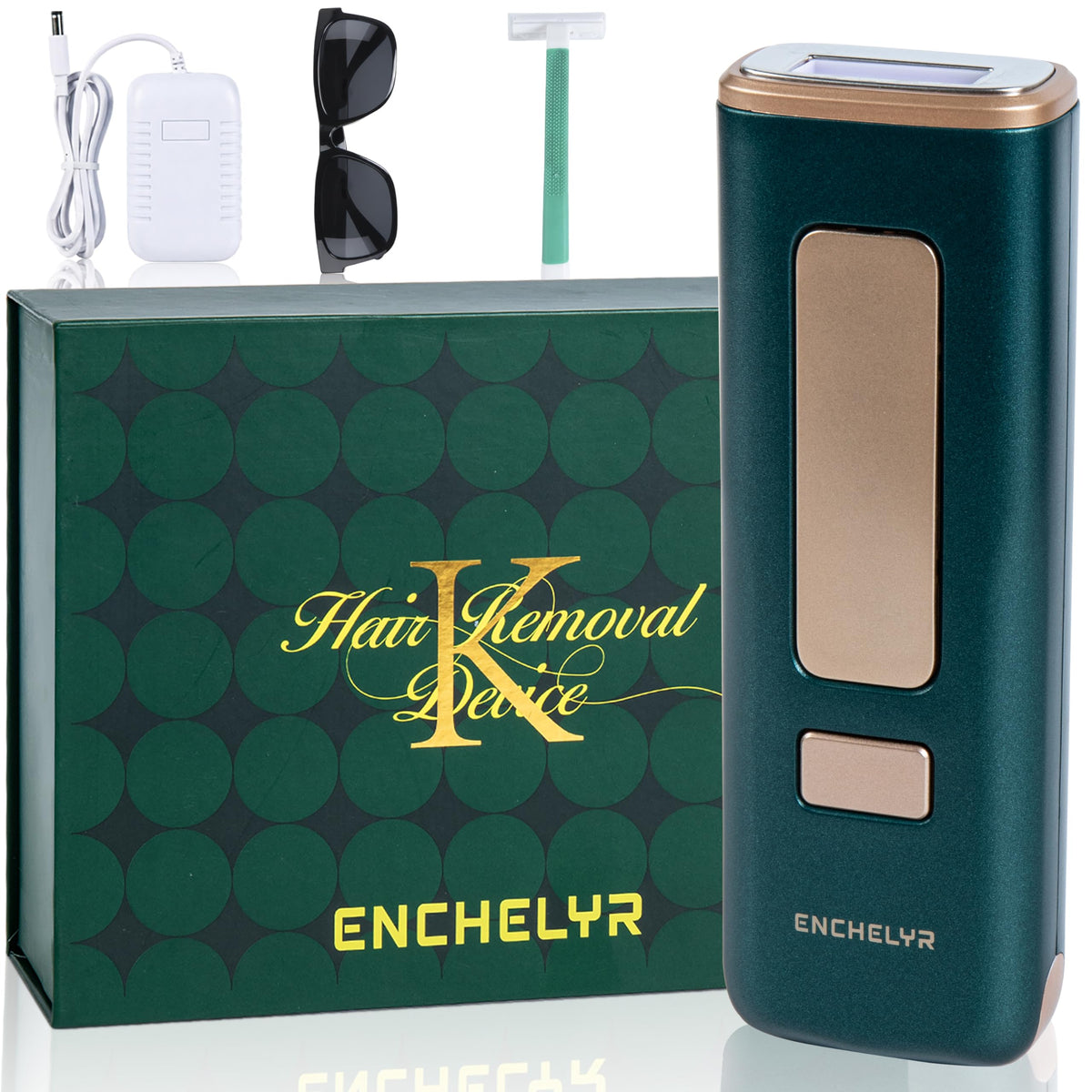 ENCHELYR IPL device with ice cooling for comfortable removal on sensitive areas.