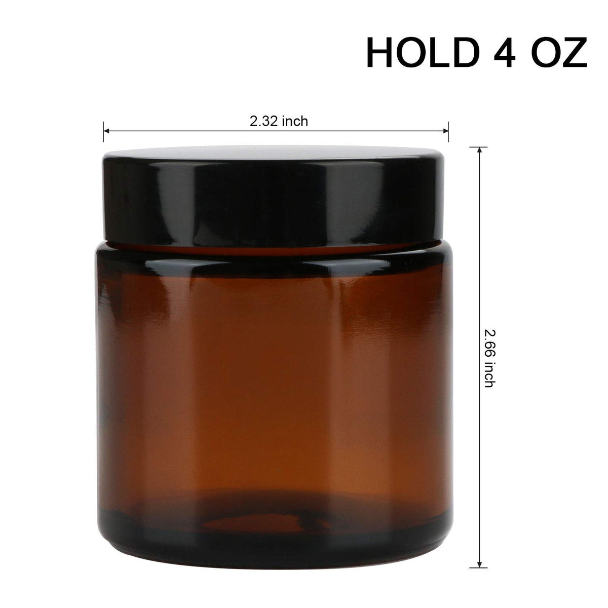 Encheng amber 4oz jar with black lid provides a leak-proof seal on the go.