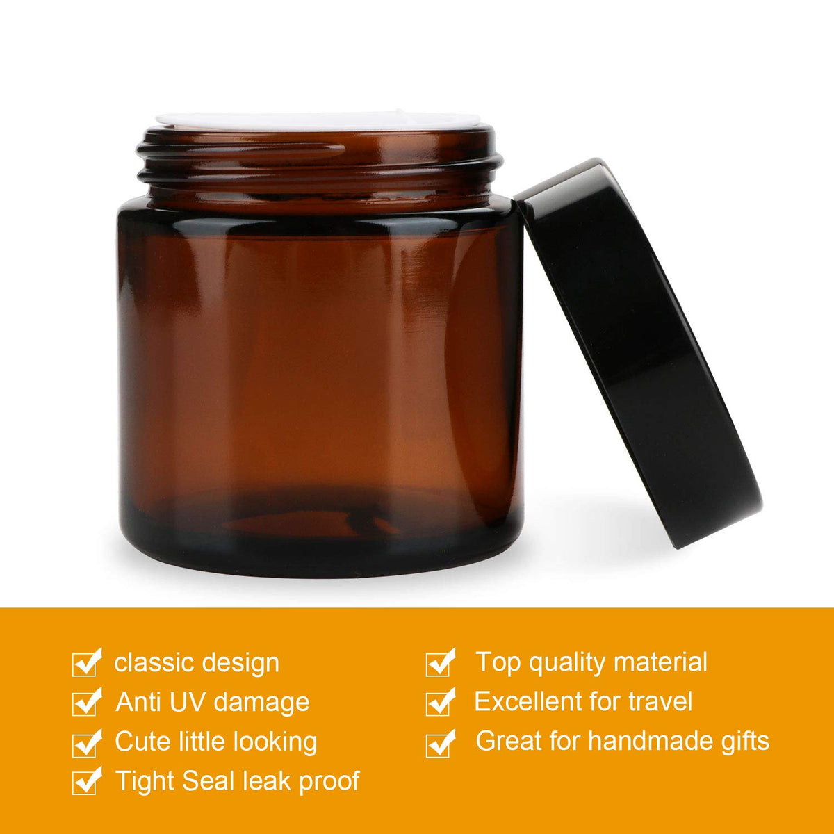 Encheng amber 4oz jar with seal-tight lid protects contents during transport.