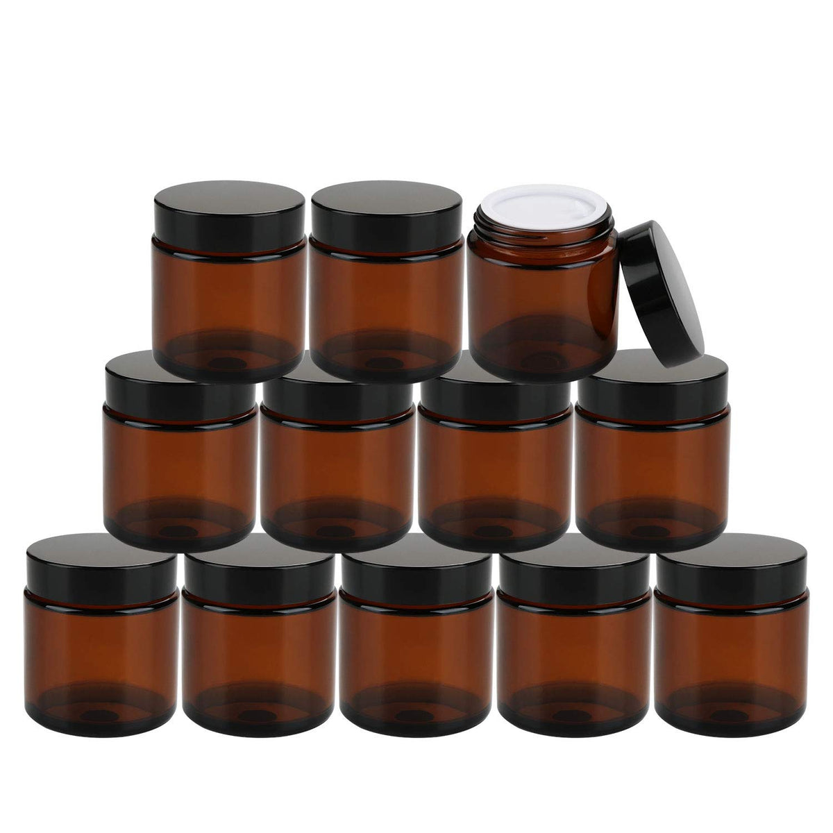 Encheng amber 4oz jar with inner liner for secure cosmetic storage.
