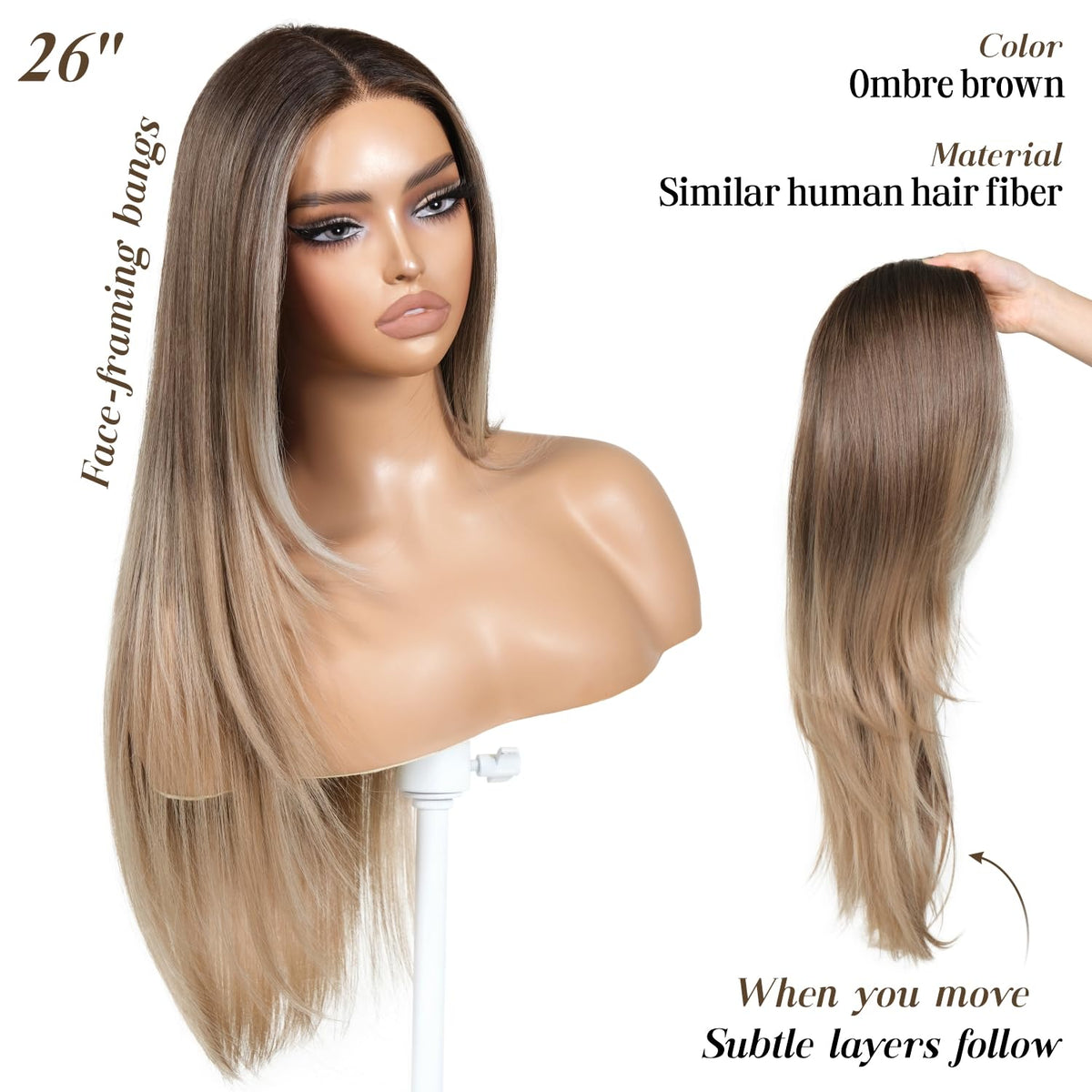 ENCOUNTERU wig with pre-plucked hairline for a natural appearance.