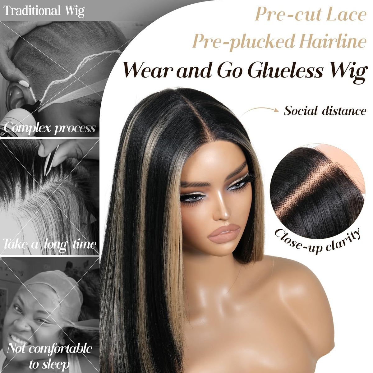 ENCOUNTERU Wear and Go wig lightweight 240g glueless cap for comfortable wear