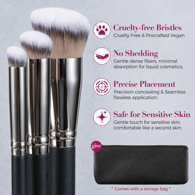 ENERGY makeup brush set closeup shows soft vegan bristles.