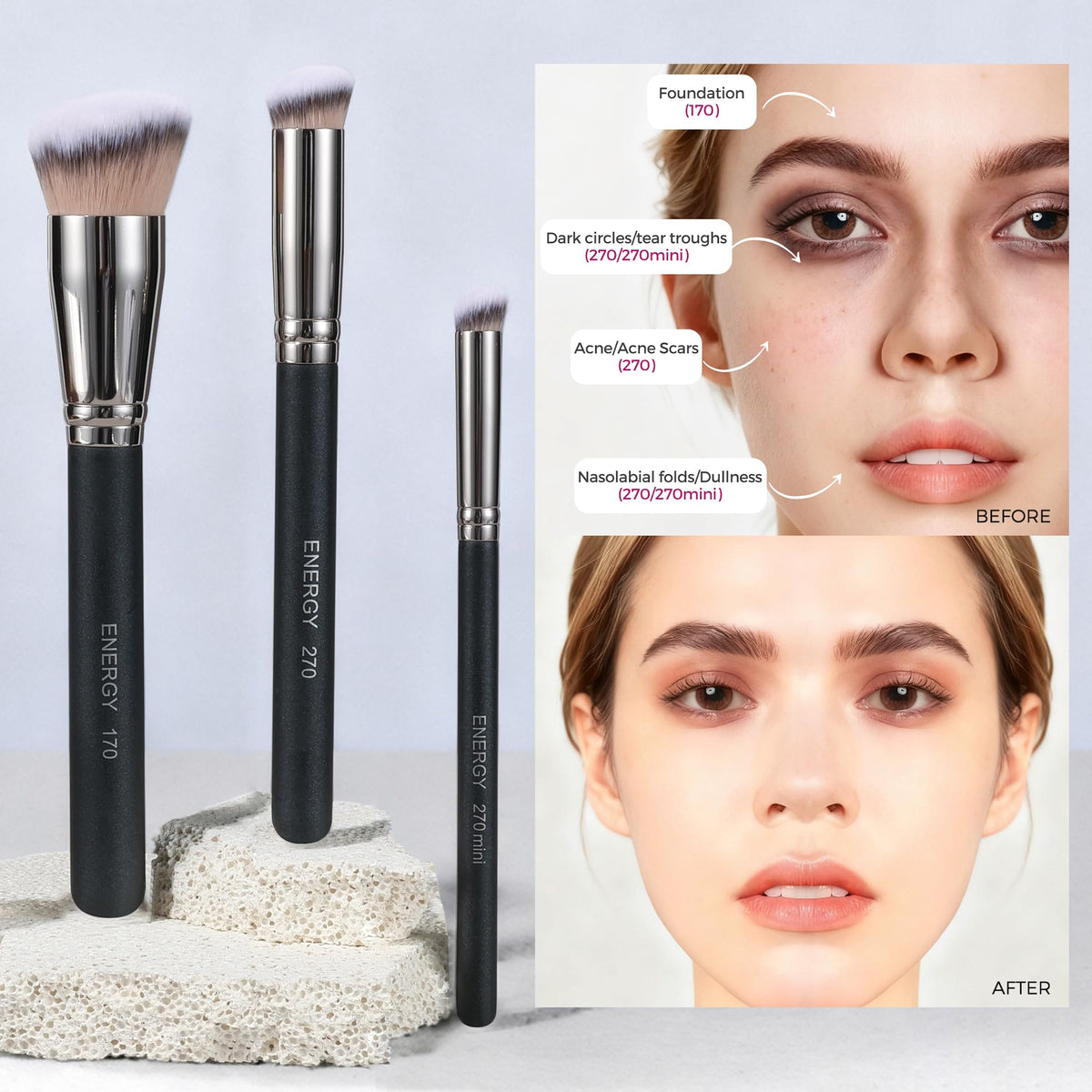 ENERGY travel case for makeup brushes on the go.