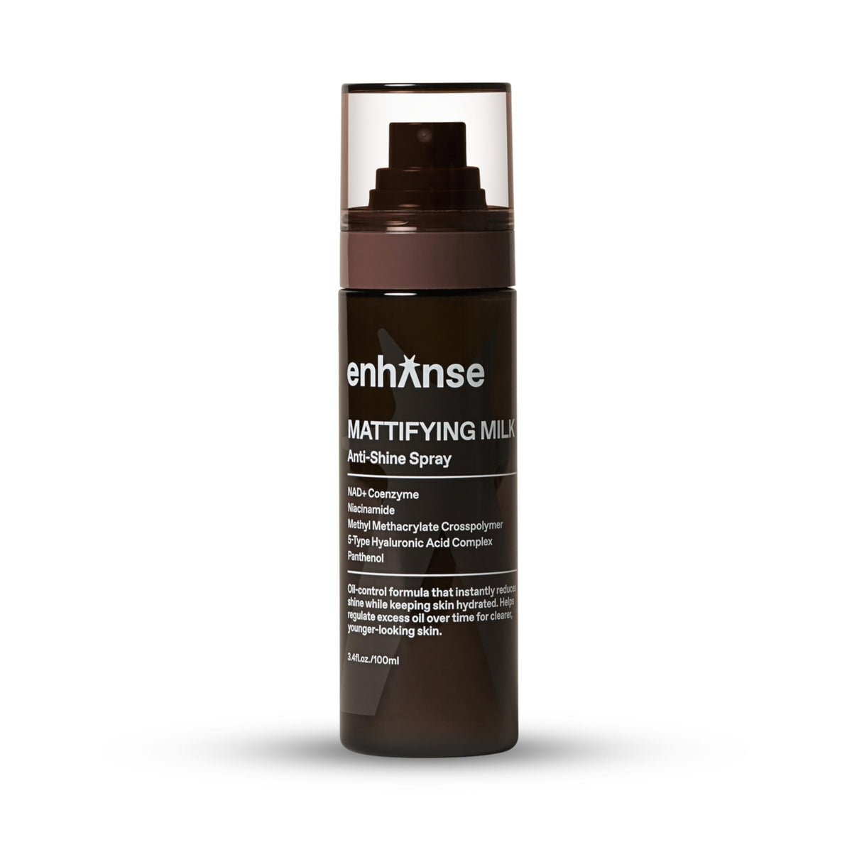 Enhanse Mattifying Milk spray bottle front view for oil control