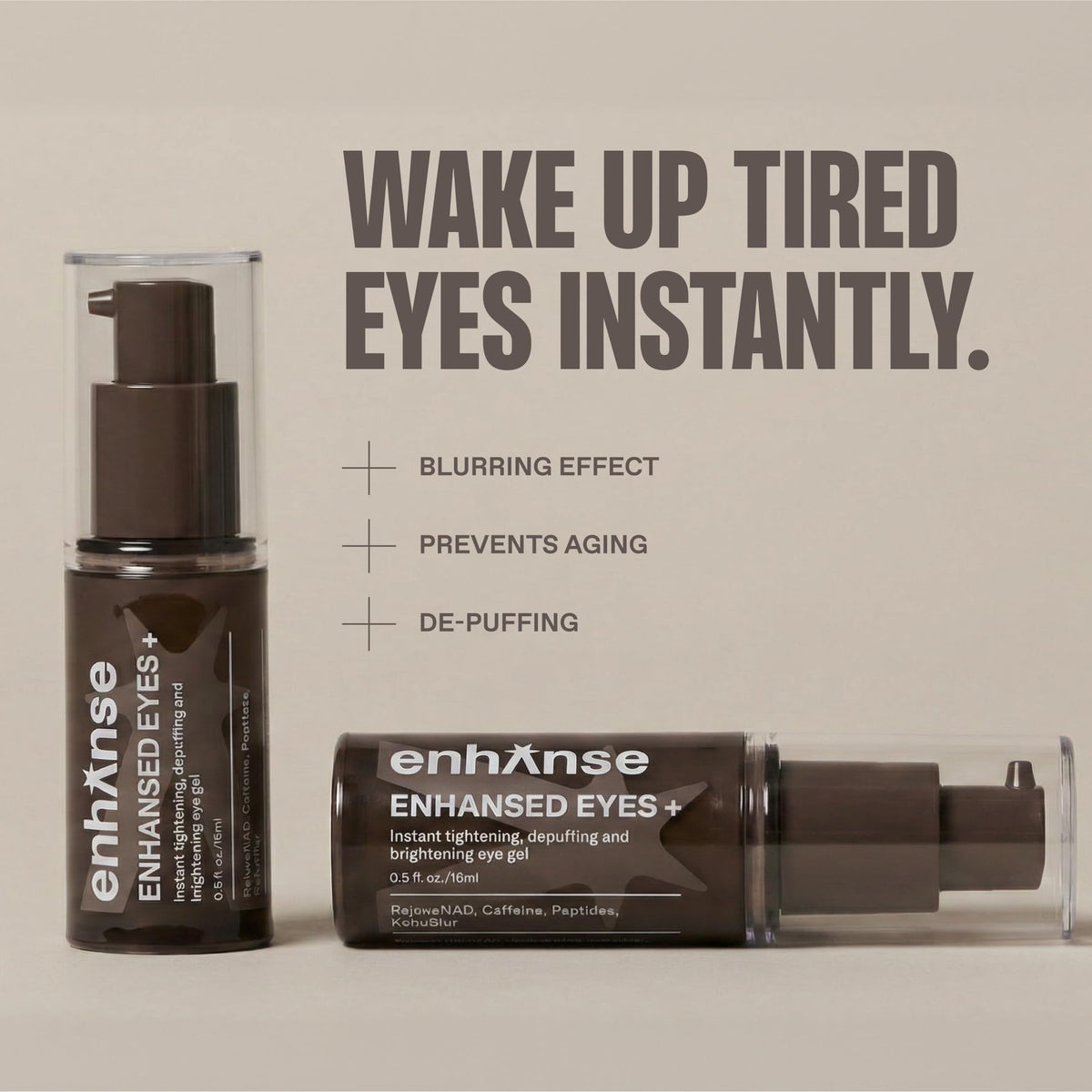 Enhanse Under Eye Gel texture on skin shows lightweight absorption and smooth finish.