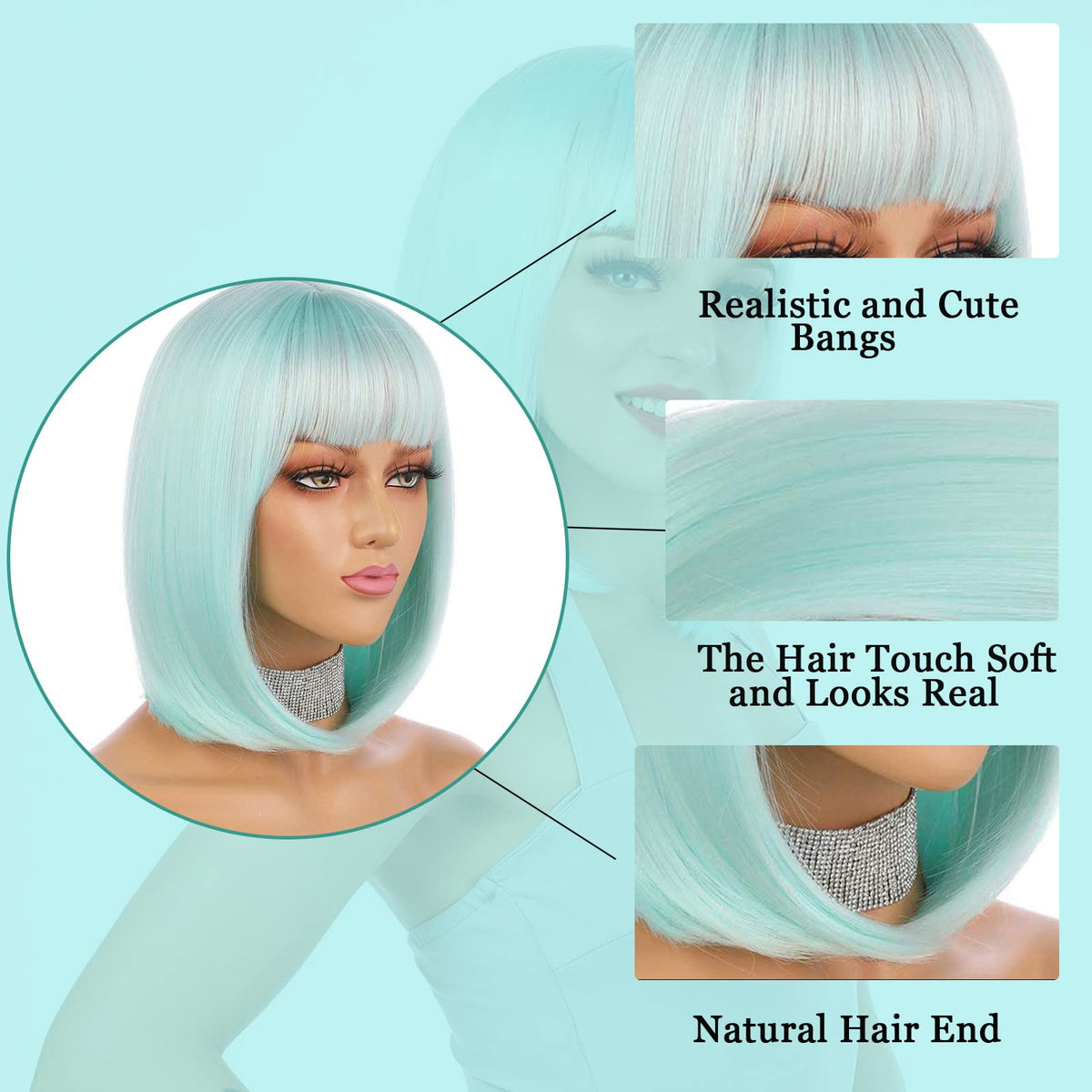 eNilecor heat-resistant synthetic fiber wig up to 130°C