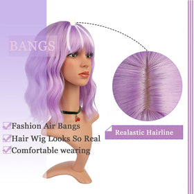 eNilecor Lavender Purple Wig scalp-like cap for natural look
