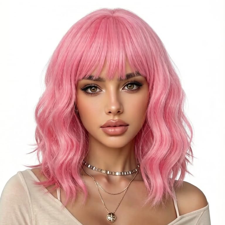 eNilecor Pink Wig with natural hairline for a seamless, realistic look.