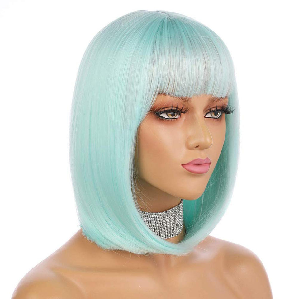 eNilecor mint green short bob wig for cosplay and daily wear