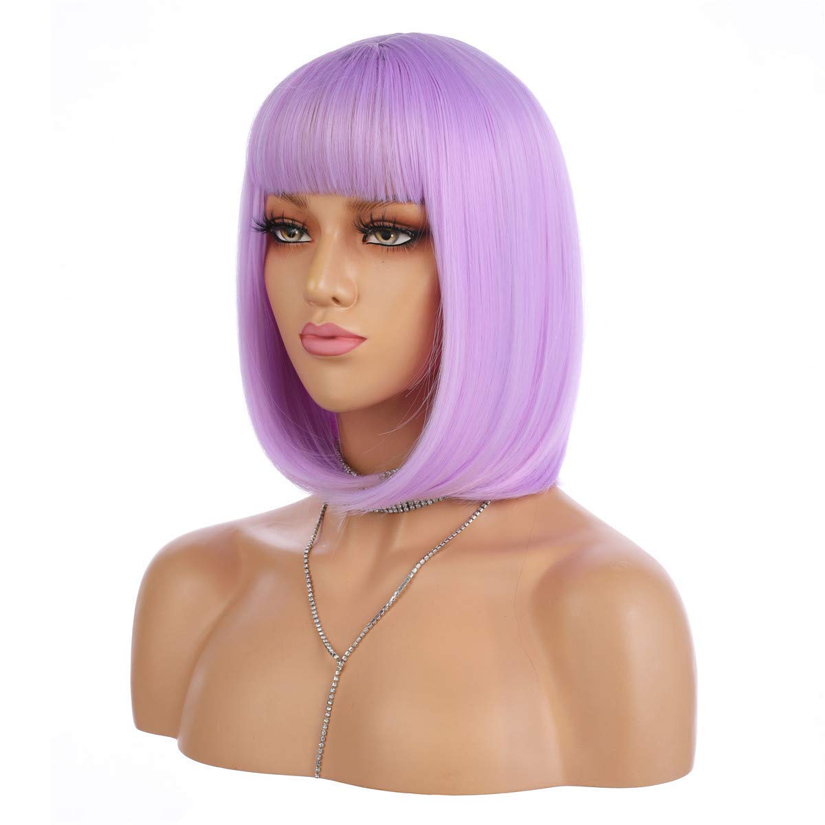 eNilecor lavender purple short bob wig front view for natural daily wear