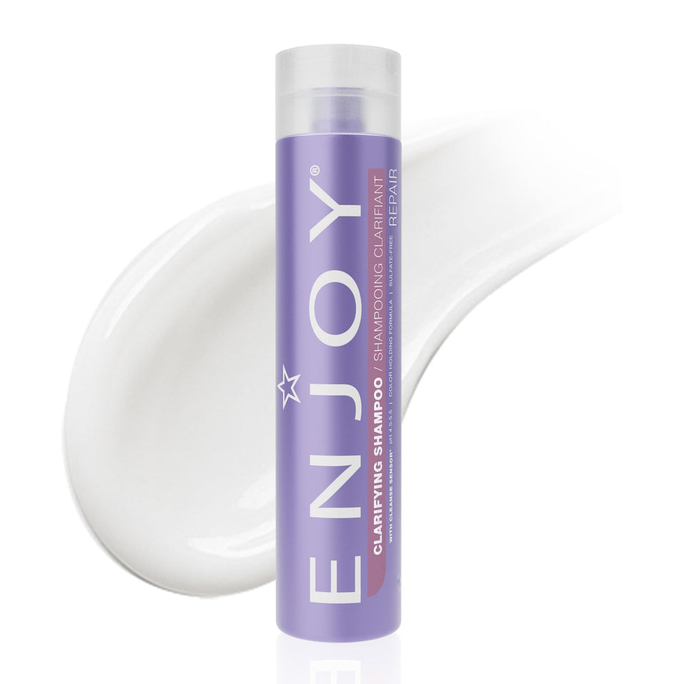 Enjoy Clarifying Shampoo bottle shown for a sulfate-free deep cleanse.